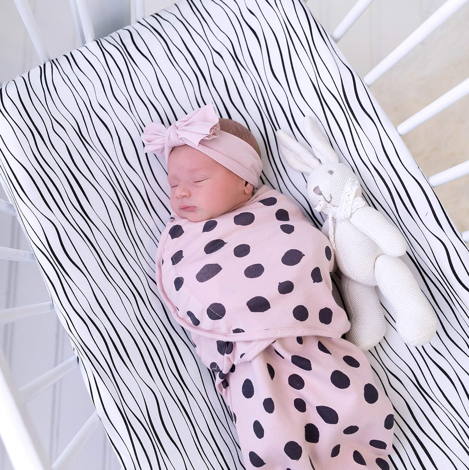 Ely'S & Co. Adjustable Swaddle Blanket Infant Baby Wrap Set 3 Pack 0-3 Monthsfor Baby Girl Black and Blush Pink Combo By