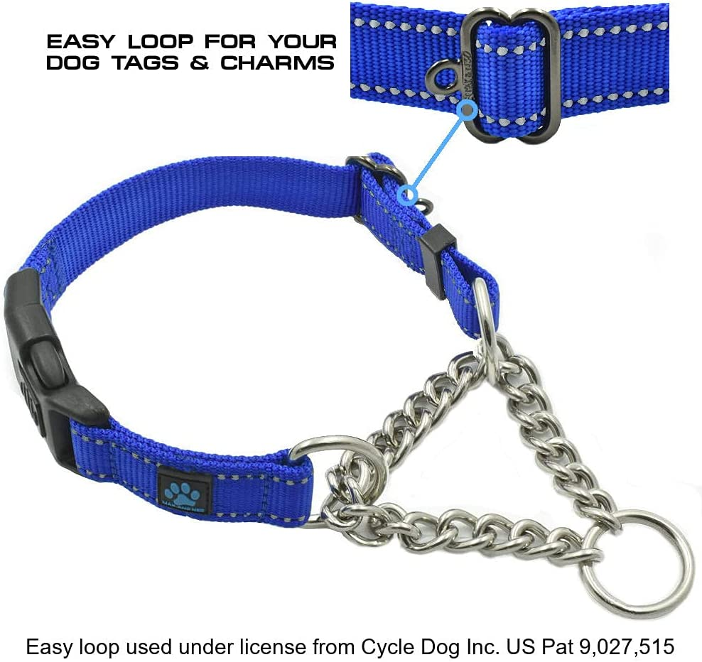 Max and Neo Stainless Steel Chain Martingale Collar - We Donate a Collar to a Dog Rescue for Every Collar Sold (Medium, Teal) image number 5