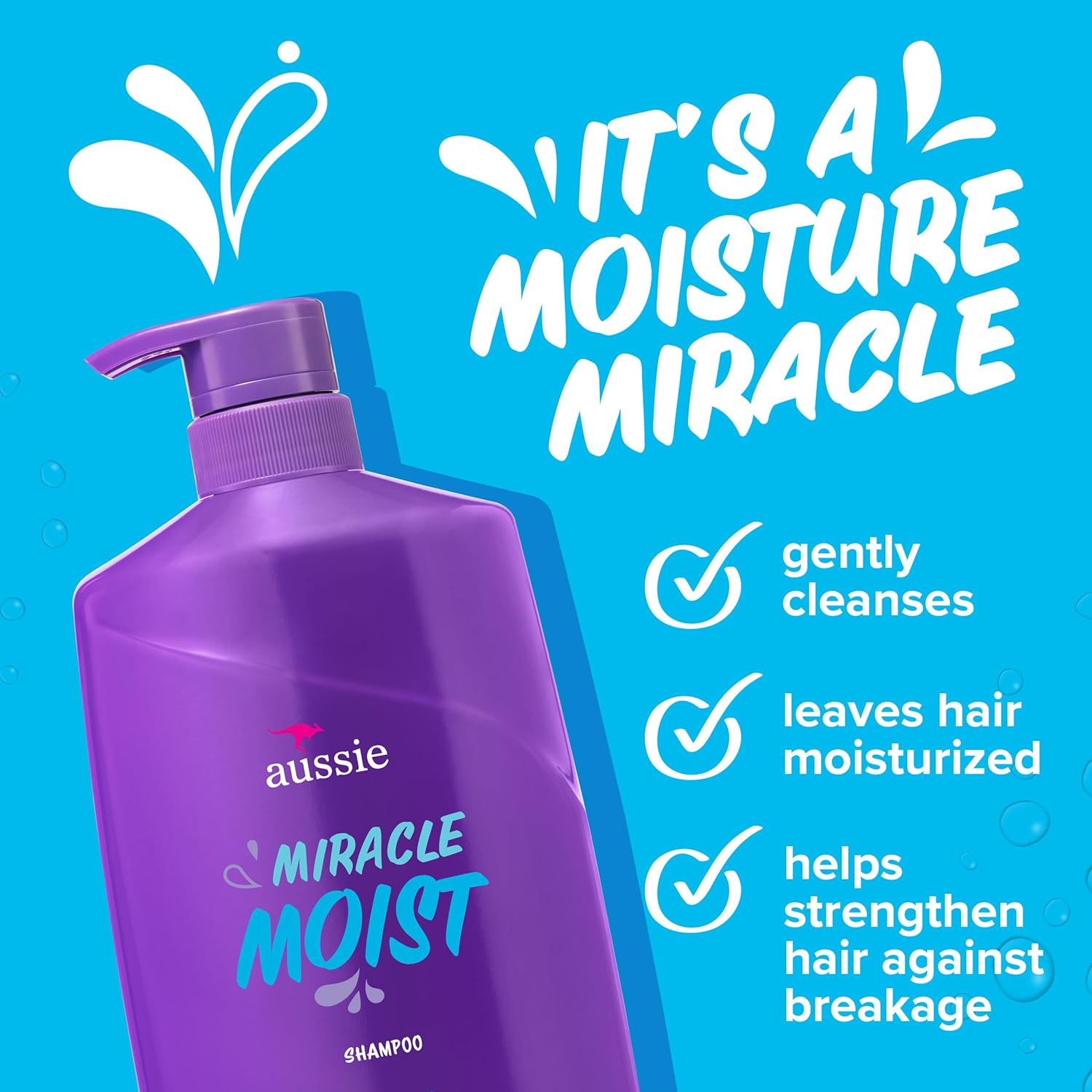 Aussie Miracle Moist Shampoo without Avocado & Jojoba for Dry Hair , 26.2 Fluid Ounce image number 5