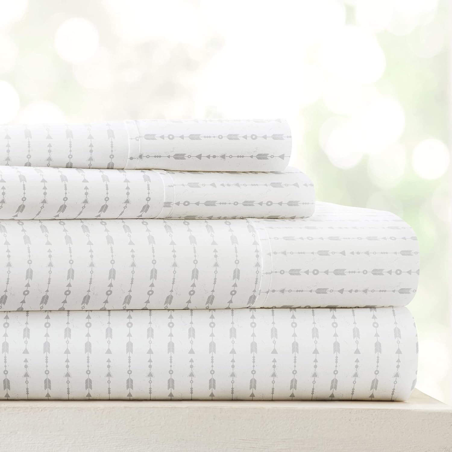 Linen Market 4 Piece King Bedding Sheet Set (Light Gray Arrows) - Sleep Better than Ever with These Ultra-Soft & Cooling Bed Sheets for Your King Size Bed - Deep Pocket Fits 16" Mattress