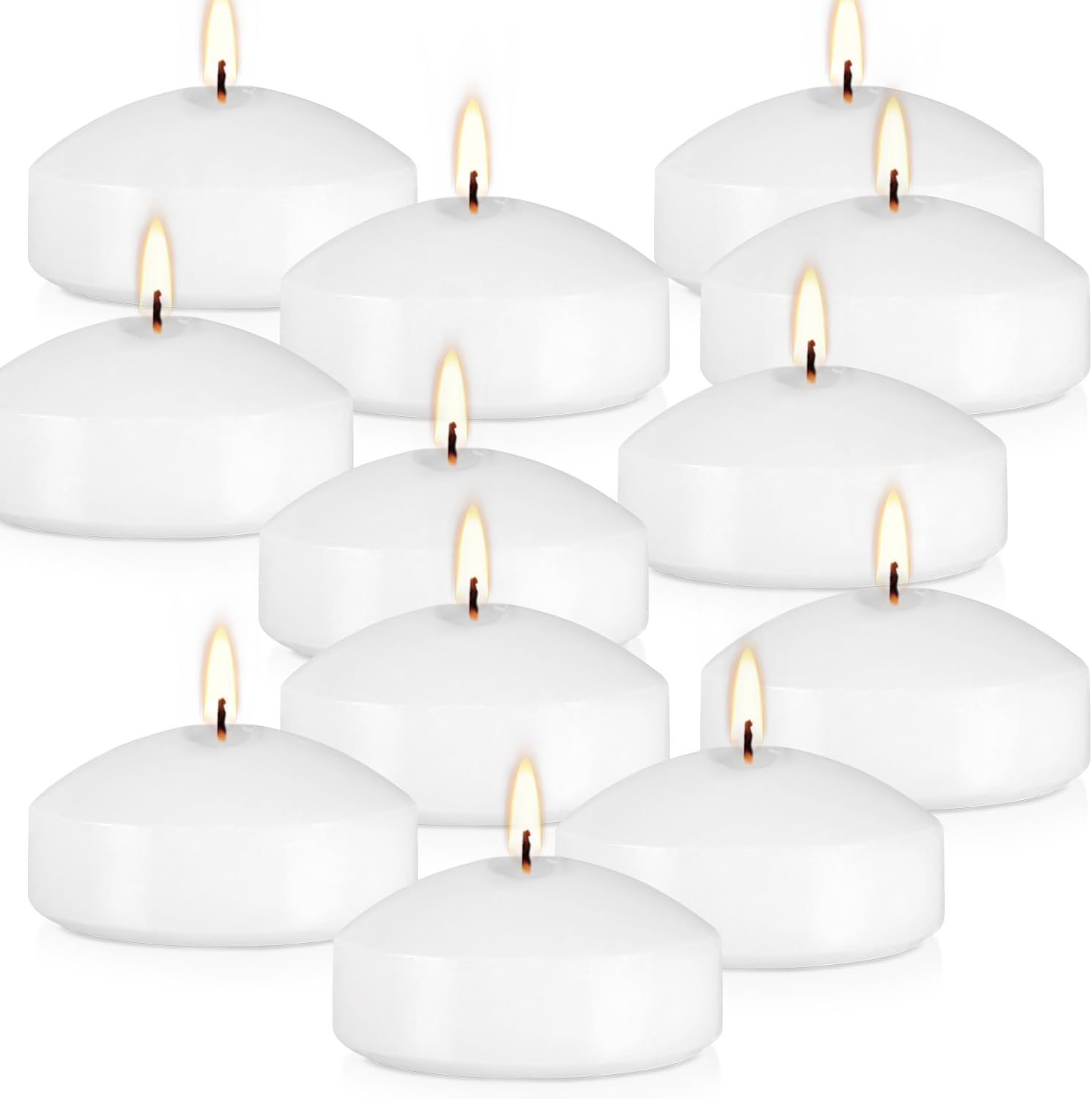 3 Inch Floating Candles Set of 12, Unscented White Candles for Wedding, Pool Party, Holiday Centerpieces & Home Decor
