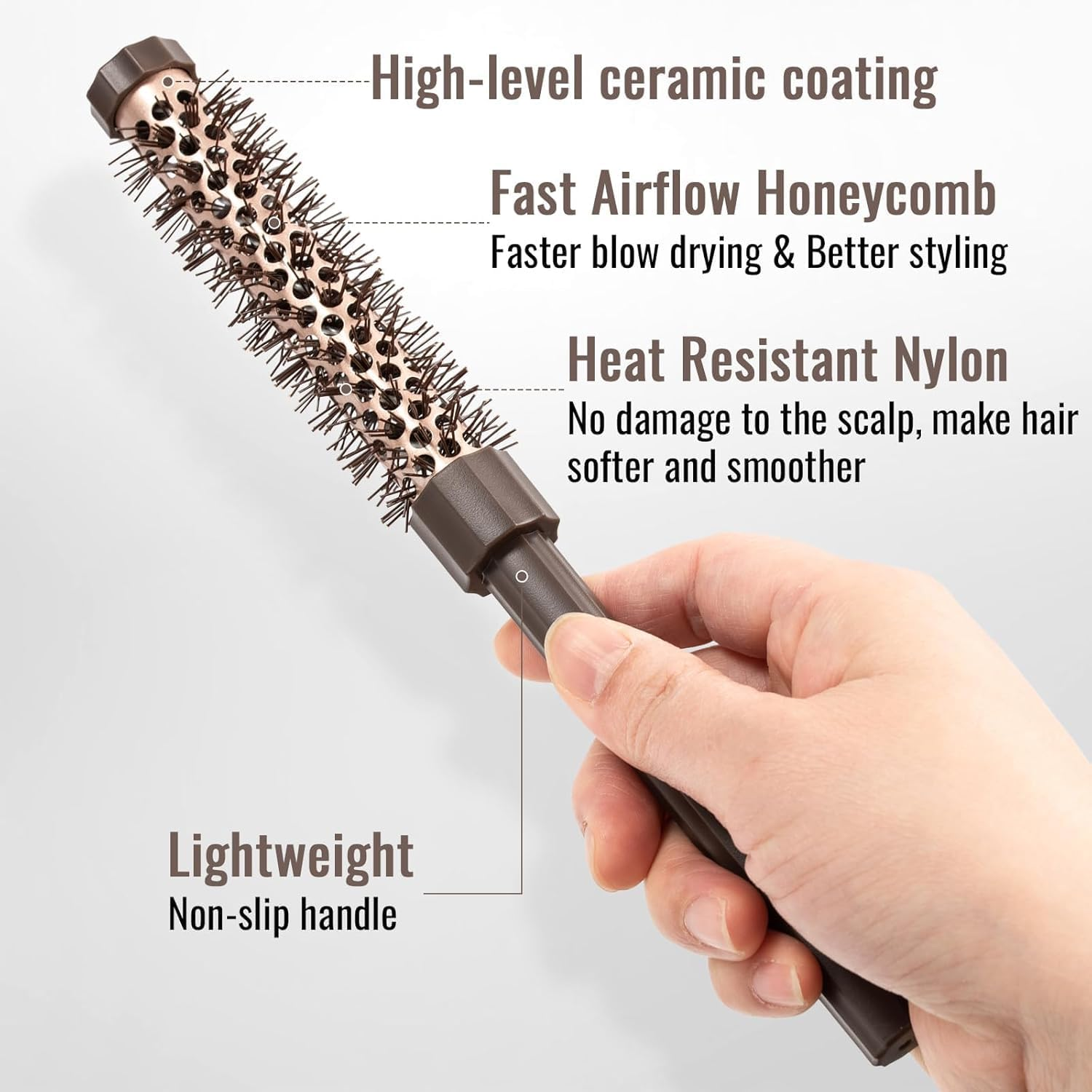 Small round Brush 3-Piece Set for Blow Drying Hair-Volumizing Blow Dryer Brush for Women & Men,Soft Cushion for Short Hair,Bangs,Roots,Curling & Straightening (Small)