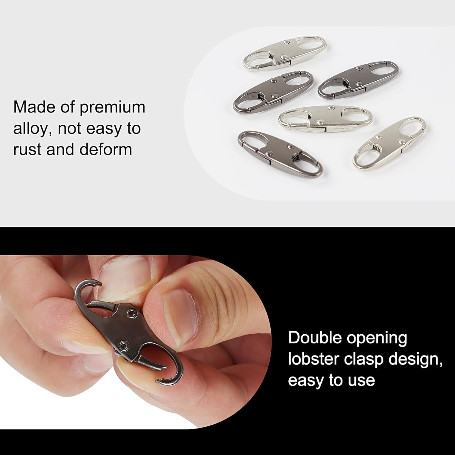 JUNART 8 Pcs Zipper Clip Theft Deterrents,S Shaped Double Opening Zipper Lock,For Luggage, Bags and Jackets,Etc (Black) image number 2