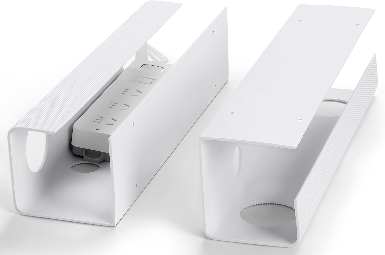 Zhiyo Cable Management under Desk 6X15.7In, 94.5In Cord Organizer, Self-Adhesive, Black J Channel