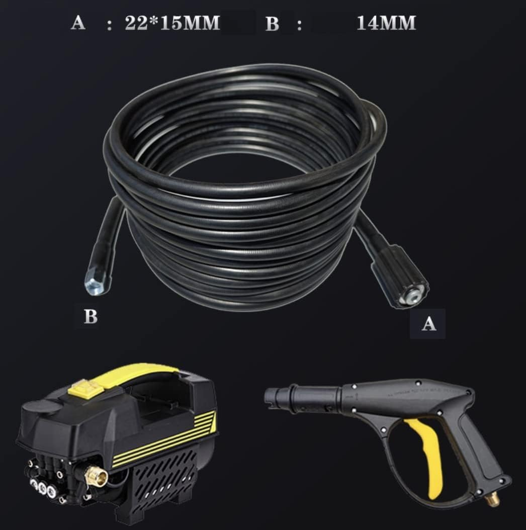 YUET 5M High Pressure Washer Replacement Hose for Car Washing Garden Cleaning, M14 X M22 (15Mm) Thread Connector Water Clean Jet Pipe and Drain 16Ft image number 5