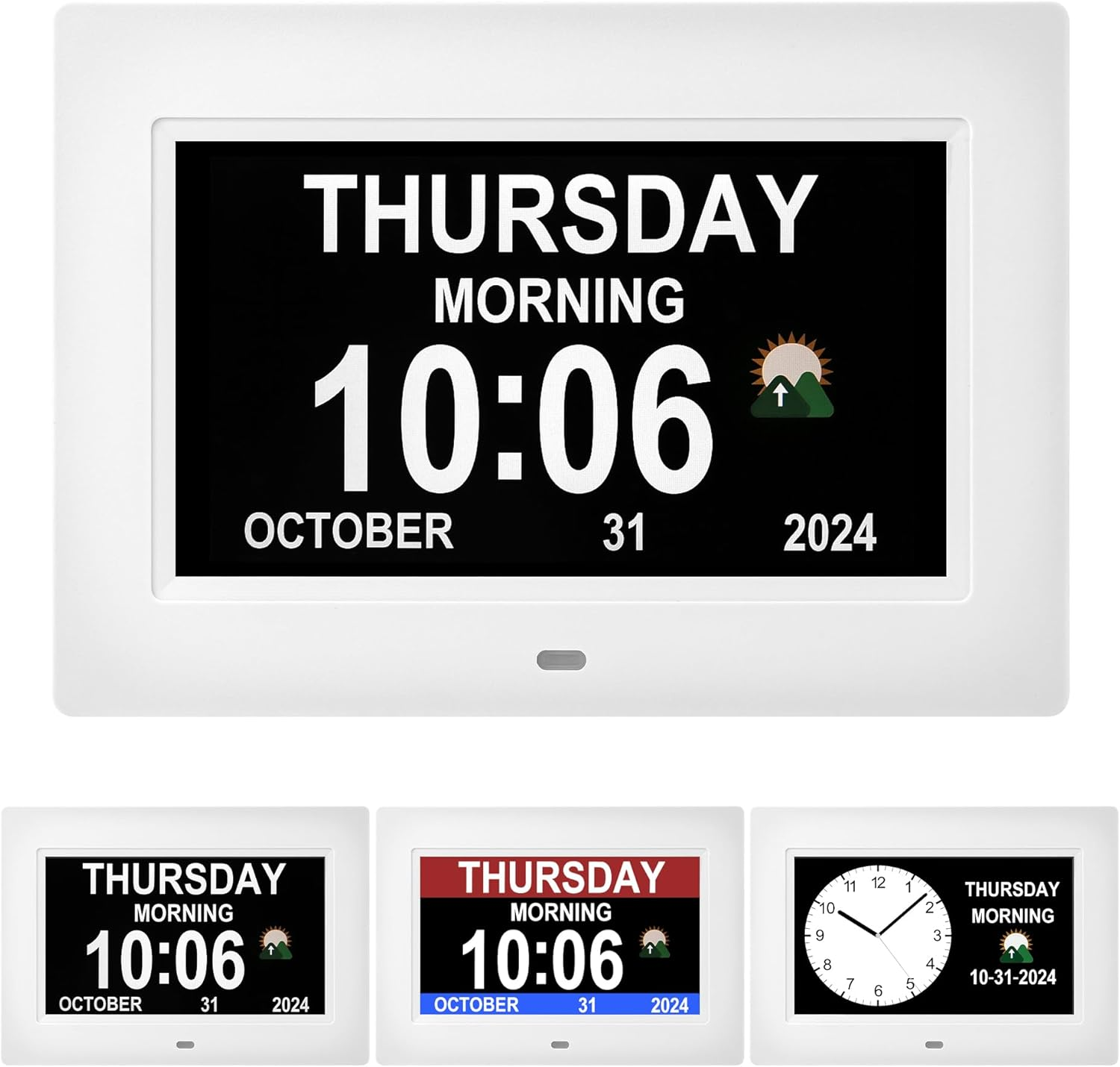 Memwake 10.1 Inches Large Digital Clock，3 Display Modes, Wall Clock with Time and Date, Dementia Clock That Provides Digital Alarms and Digital Calendar for Seniors and Alzheimer'S Patients.(White)