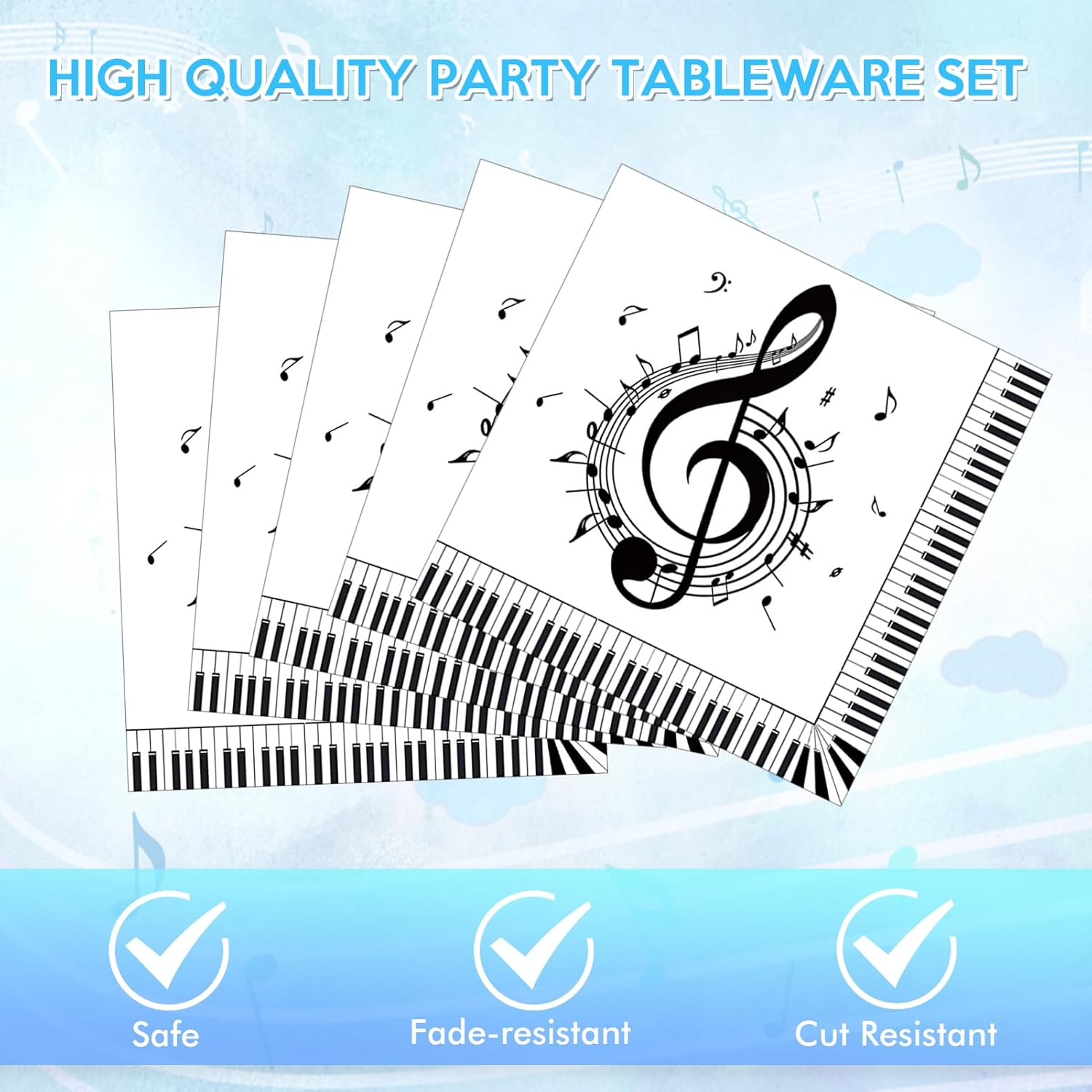 40PCS Music Theme Party Decorations Musical Note Plates Napkins Music Notes Party Disposable Tableware for Wedding Baby Shower Birthday image number 3