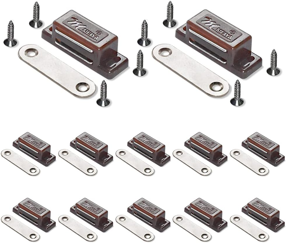 12 Pack Cabinet Magnets Magnetic Door Catch for Kitchen Bathroom Cupboard Wardrobe Closet Closures Cabinet Door Drawer Latch 15 Lbs Screws Included (White)