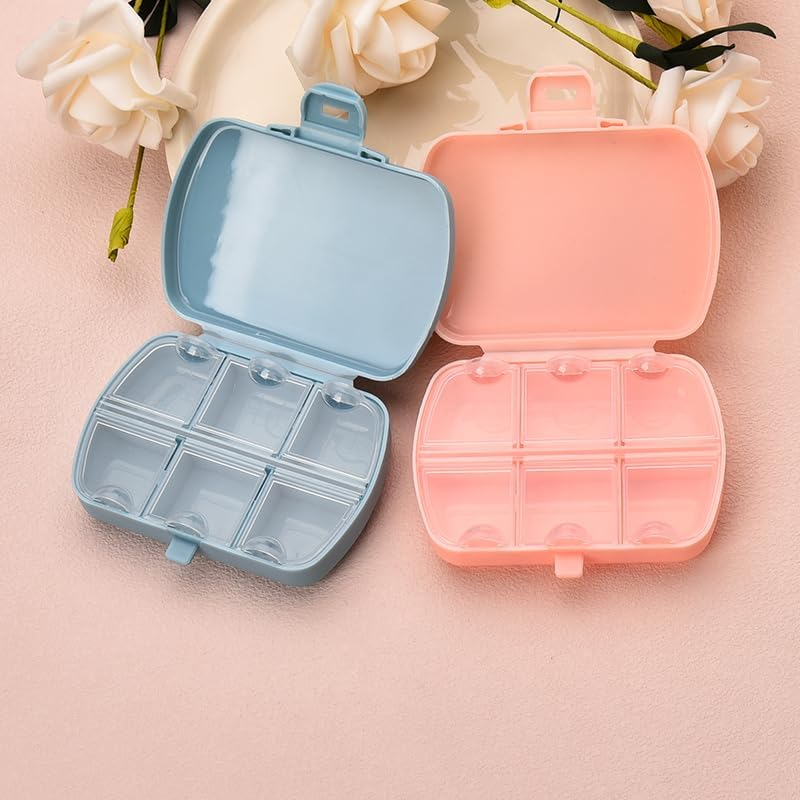 Travel Pill Organizer Day Pill Box Small Pill Case, Daily Pill Container 3 Times a Day Medicine Pill Organizer, Portable Day Pill Fish Oil Container, Pink and Blue image number 6