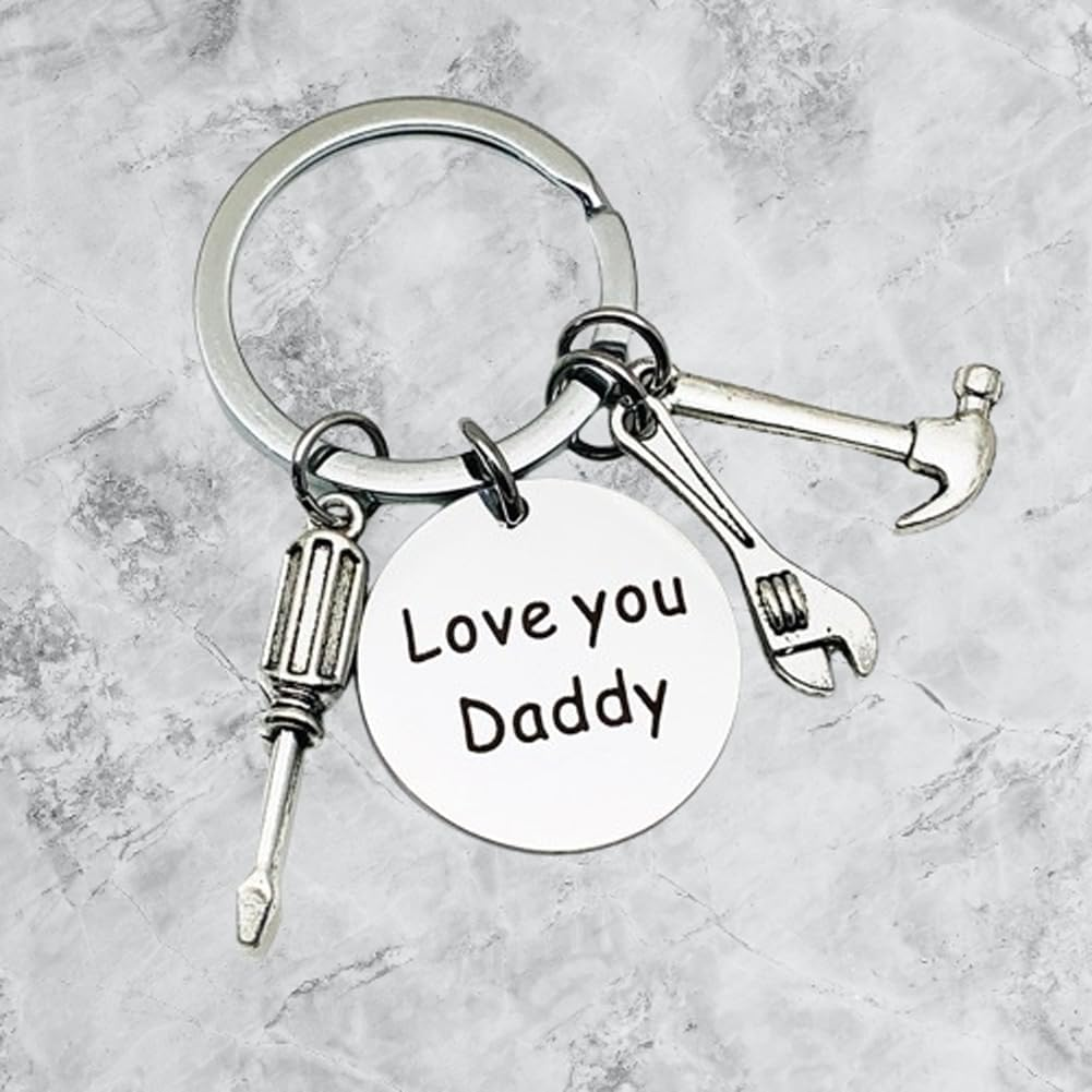 Keychain,Fathers Day Birthday Gifts for Father Dad, with Engraving 'LOVE YOU Daddy' for Best Dad Daddy Christmas Presents for Father Man'S Keychain image number 1