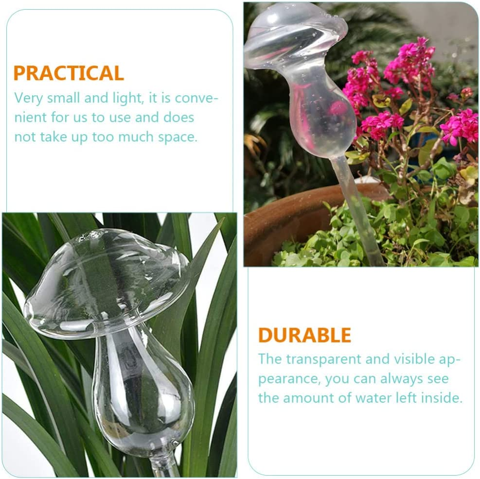 Jojofuny Self Watering Globes 2Pcs Plant Watering Globes Mushroom Shape Glass Plant Waterer Cute Self Bulbs Devices Water Drip Irrigation Device Automatic Waterer image number 5