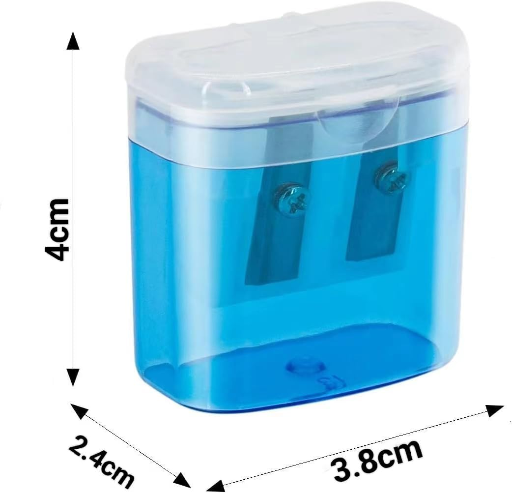TOOGABBIE 8 Pcs Pencil Sharpeners,Pencil Sharpeners Manual,Dual Holes Compact Colored Handheld Pencil Sharpener for Kids with Lid Adults Students School Class Home Office (Covered) image number 1