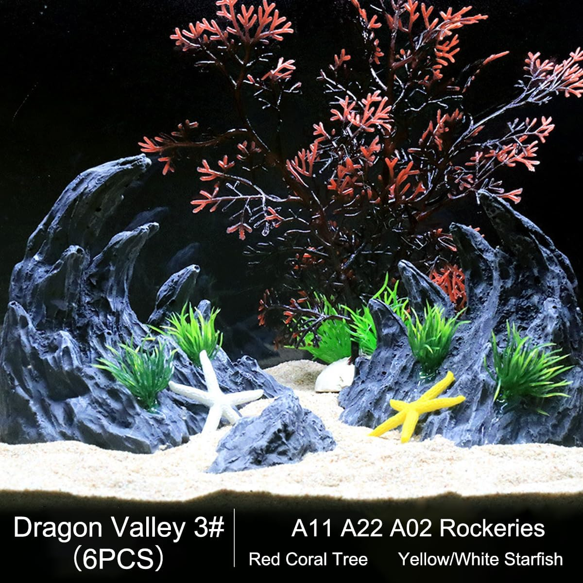 Fish Tank Simulation Resin Green Dragon Stone Canyon, Aquarium Landscape Decorative Rock Ornaments, Valley Stone Package image number 2
