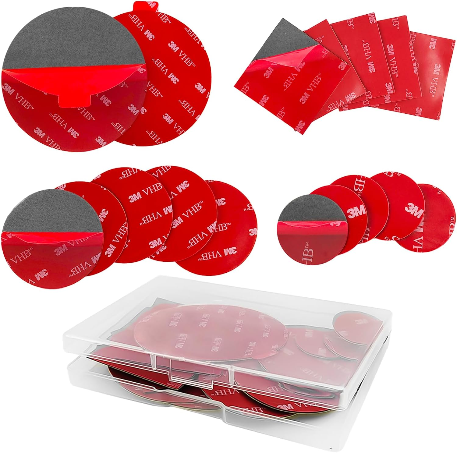 17 PCS 3M Strong Double Sided Sticky Pads, Water Proof Number Plate Sticky Tape, 3M Double Sided Tape, 3M VHB Dash Cam Sticky Pad, 3M Adhesive Pads for Outdoor Household Mounting