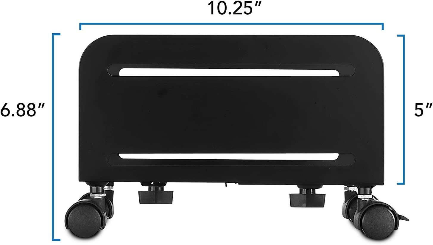Mount-It! Rolling CPU Stand with Wheels, Heavy Duty Desktop Computer Tower Cart with Ventilation and Adjustable Width from 4.87 to 8.5 Inches, Steel&hellip; image number 2