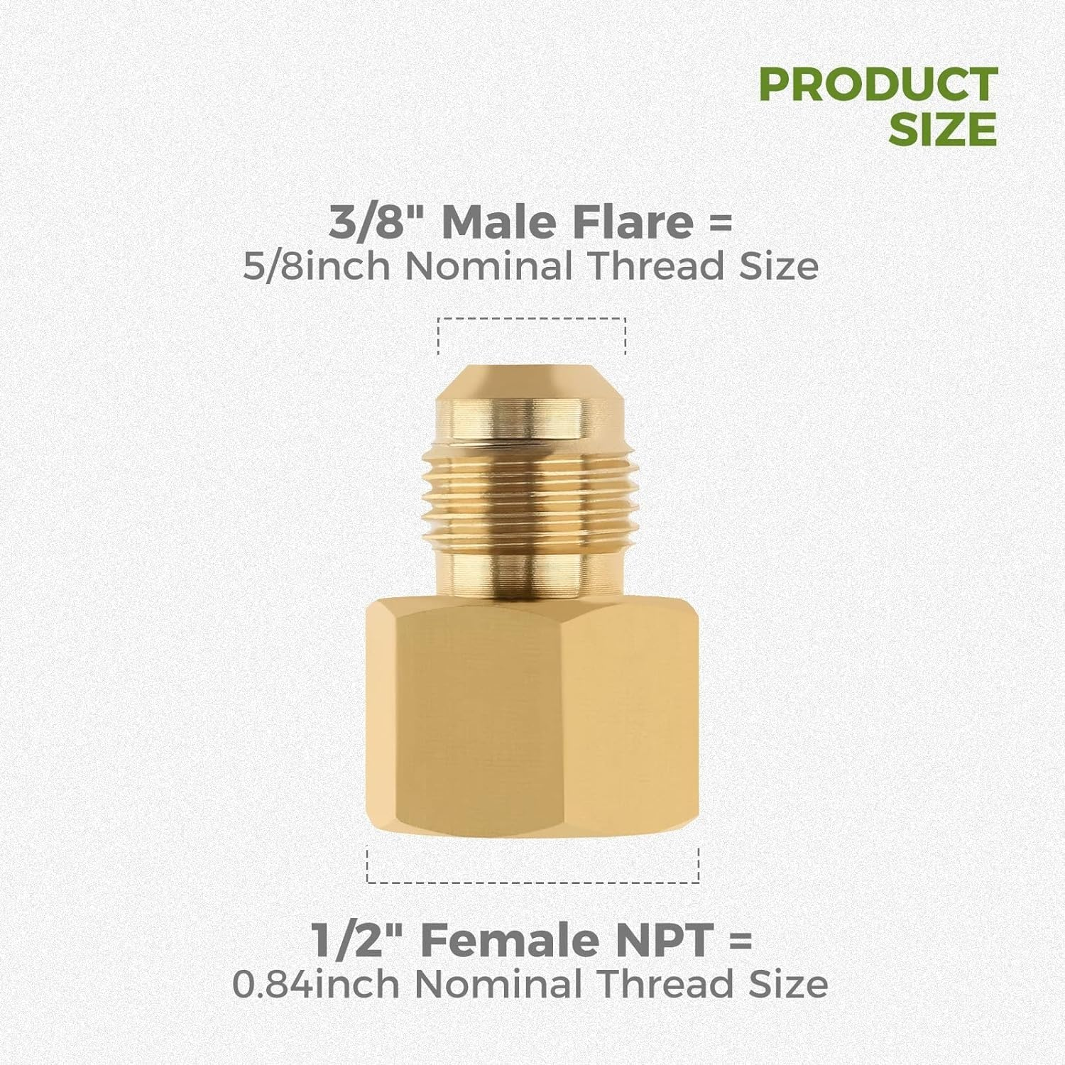 Mtsooning Brass Tube Adapter, 3/8Inch Male Flare&times;1/2Inch Female NPT Pipe Coupling Fittings image number 4