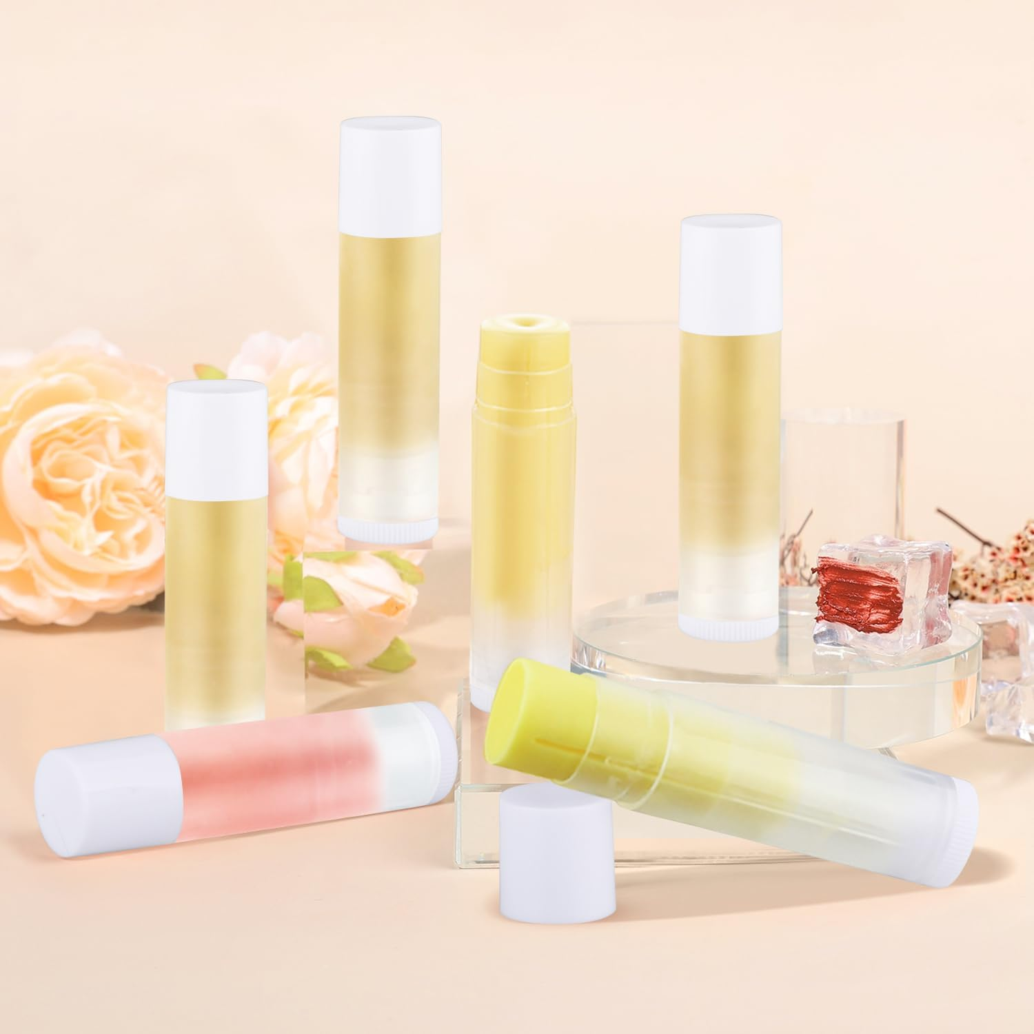 100 Pcs 5.5Ml Bulk Empty Lip Balm Tubes Refillable Plastic Lip Gloss Container Travel Lipstick Tubes Chapstick Tubes Holder for DIY Homemade Lip Balm (Clear) image number 1