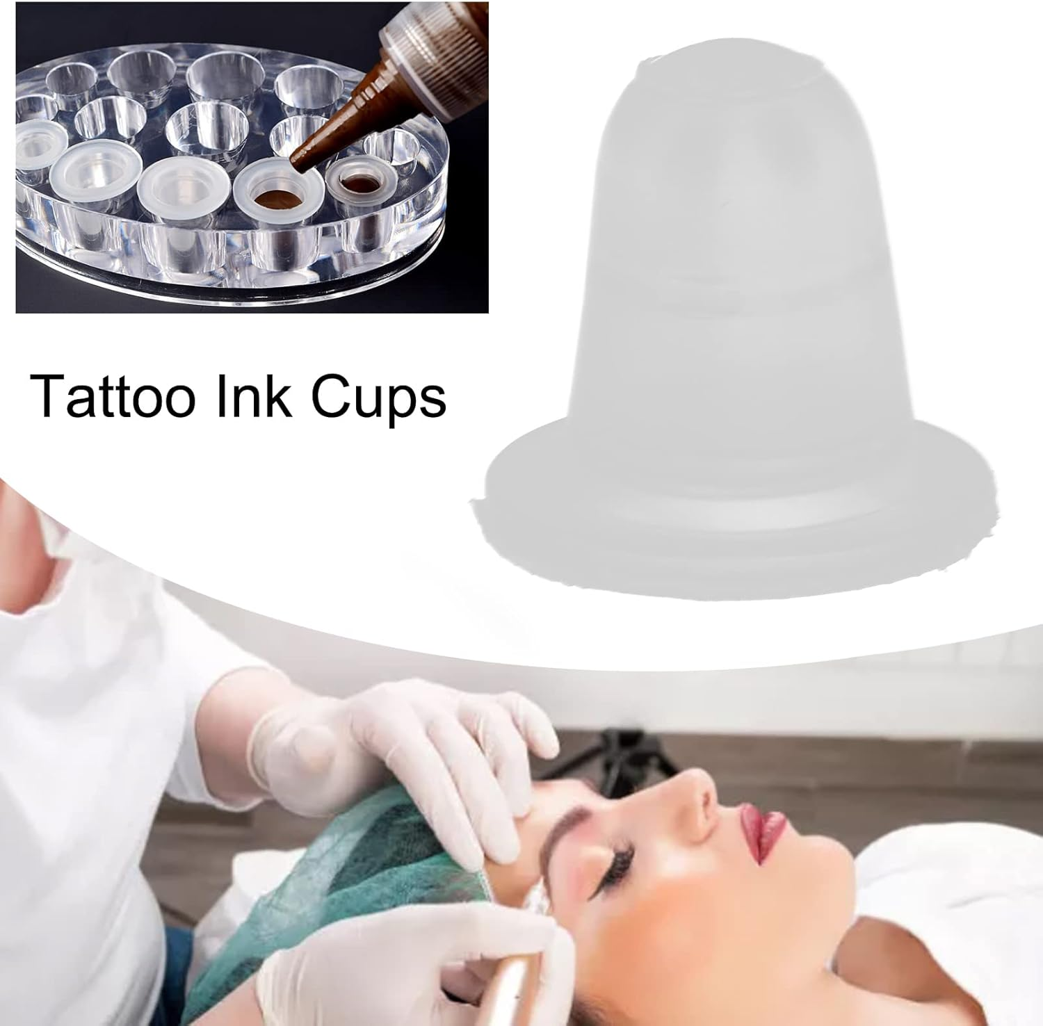 Watris Veiyi Pack of 100 Tattoo Colour Caps, Silicone Tattoo Cups, Tattoo Ink Cups for Eyebrow Tattoos, Lip Tattoos (S) image number 6