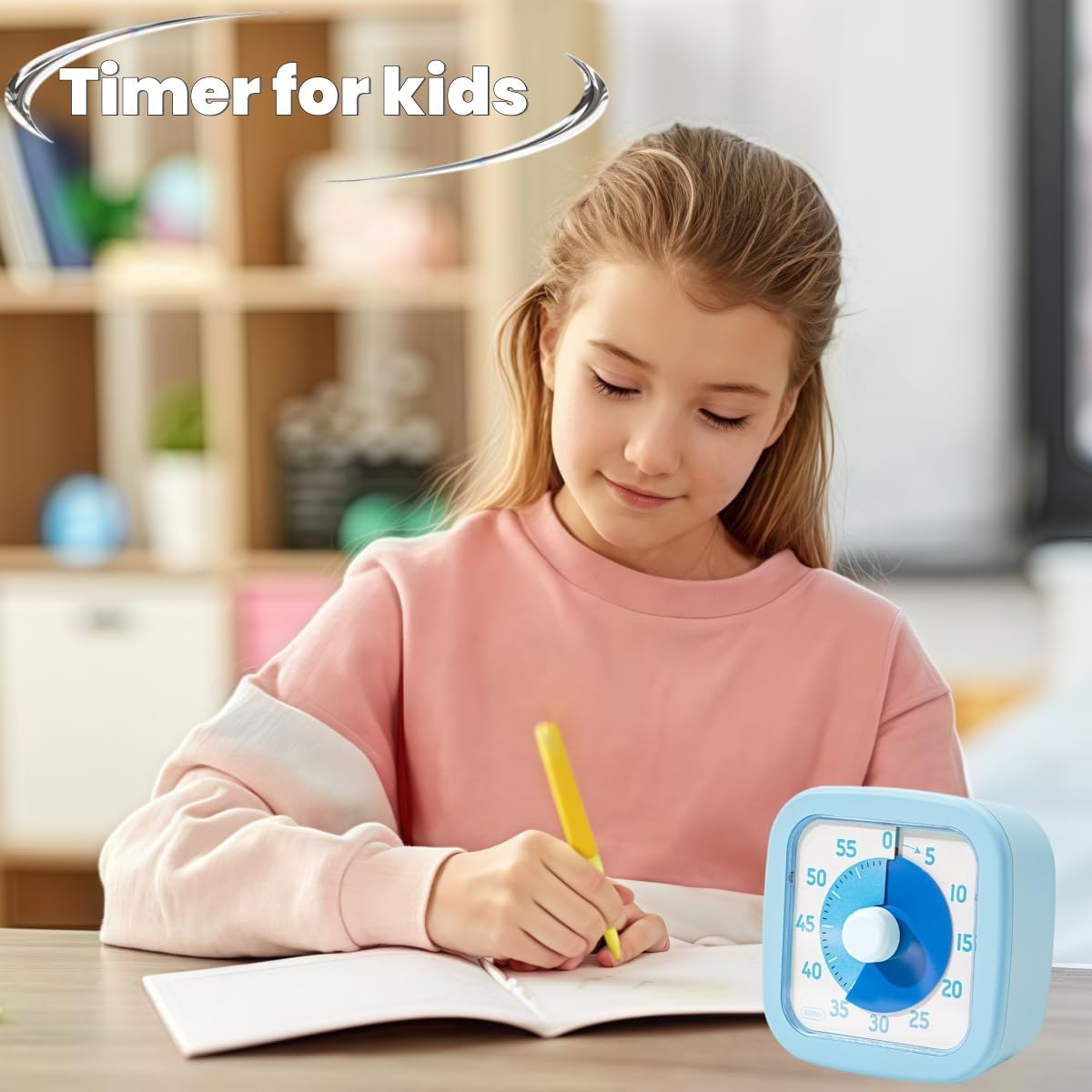 Visual Timer for Kids - 60 Minute Kids Visual Timer for Classroom Home Office, Countdown Clock for Teaching Work Meeting, Pomodoro Timer for Time Management (Sky Blue) - Avocado Green image number 7