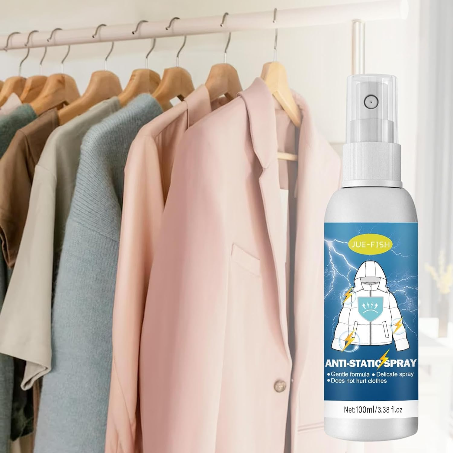 Folpus anti Static Spray Wrinkle Release Eliminates Odors Multipurpose Clothing Static Remover Spray Static Remover for Blouses Lingerie image number 5