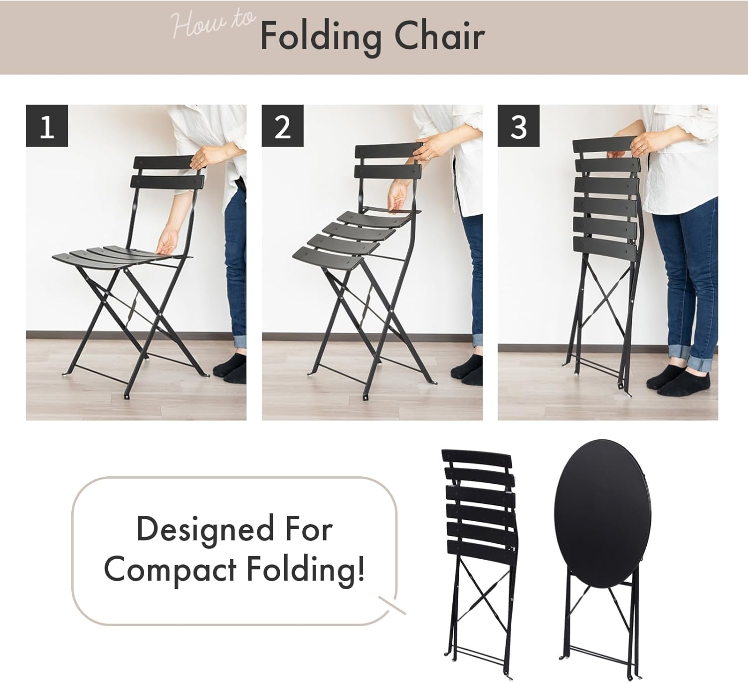 Indoor/Outdoor 3-Piece Foldable Bistro Set, Folding Outdoor Patio Furniture Sets, 2 Chairs and 1 Table, Weather-Resistant Outdoor/Indoor Conversation Set for Patio (Red) image number 1