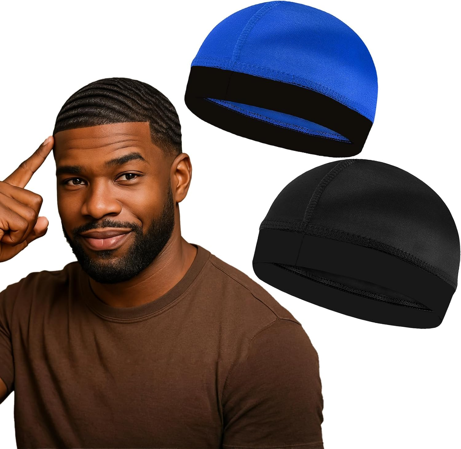 3PCS Silky Durags for Men Wave, Satin Doo Rags for 360, 540, 720 Waves (Black)