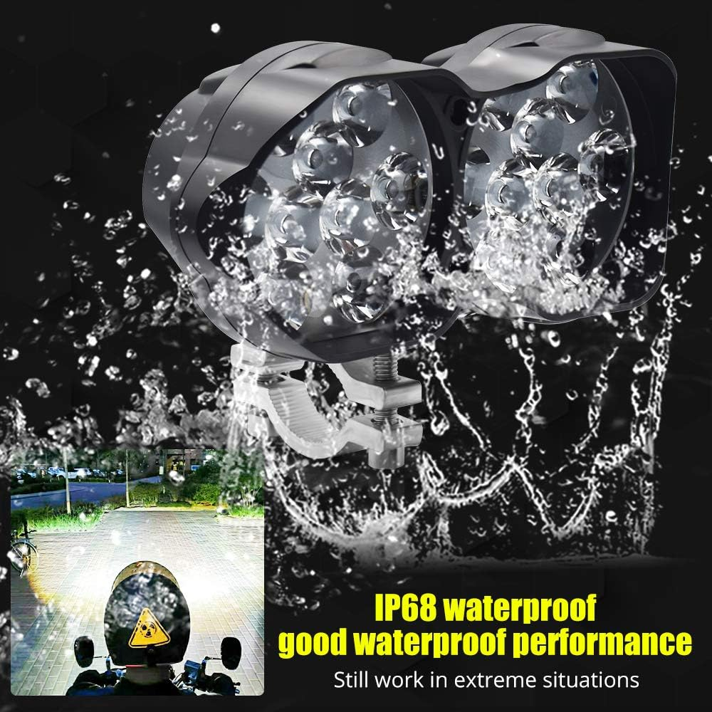 HENLIX Motorcycle Driving Lights 3000LM Super Bright 18SMD Chips Sport Lights Waterproof for Cars ATV Bike Yamaha UTV Truck Boat Dc9-85V,Xenon White.(1-Pack).