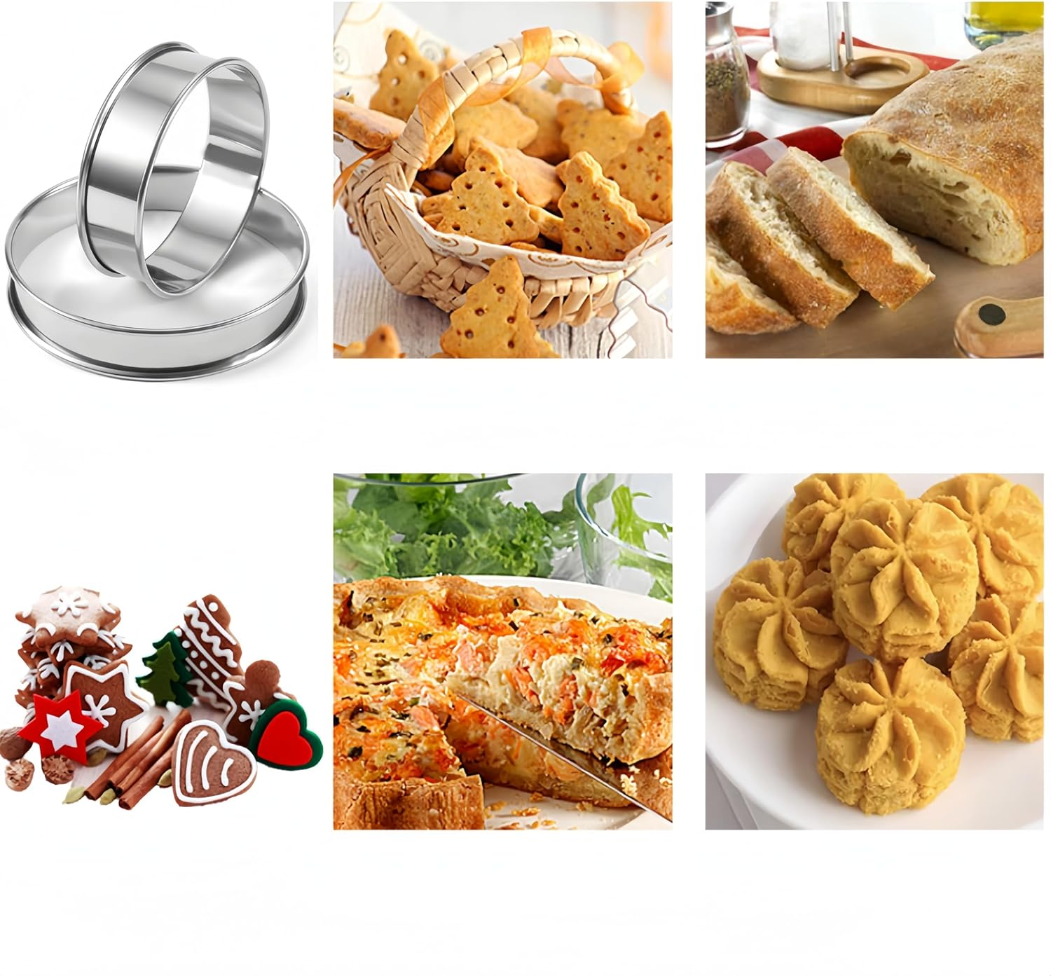 4 Pcs Muffin Rings Crumpet Rings Stainless Steel Muffin Rings Double Rolled Tart Rings, Wanfoou Pastry Cutters in Graduated Sizes for Donut and Scone, Circle Cutter Cake Ring Molds (Silver) image number 3