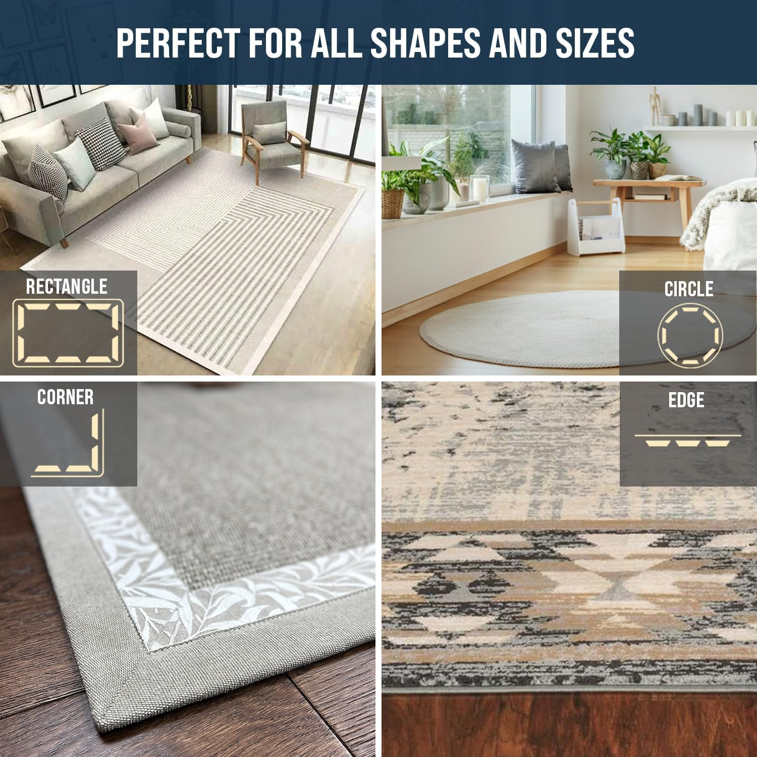 Rug Gripper 30 Pcs - Washable & Reusable Rug Grippers for Laminate - Hardwood Floor - Suitable Carpet Grippers for Marble, Wooden Floors & for All Types & Sizes of Rugs image number 2