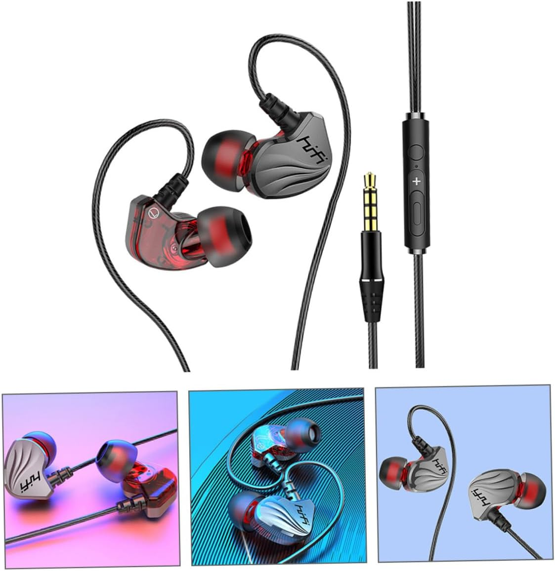 Mikinona Wired In-Ear Bass Earphones with 3.5Mm Plug for Mobile Phones and Tablets, Universal Wired Headphones with Deep Bass Sound, Gunmetal Color, Compatible with Smartphones and Portable Devices image number 5