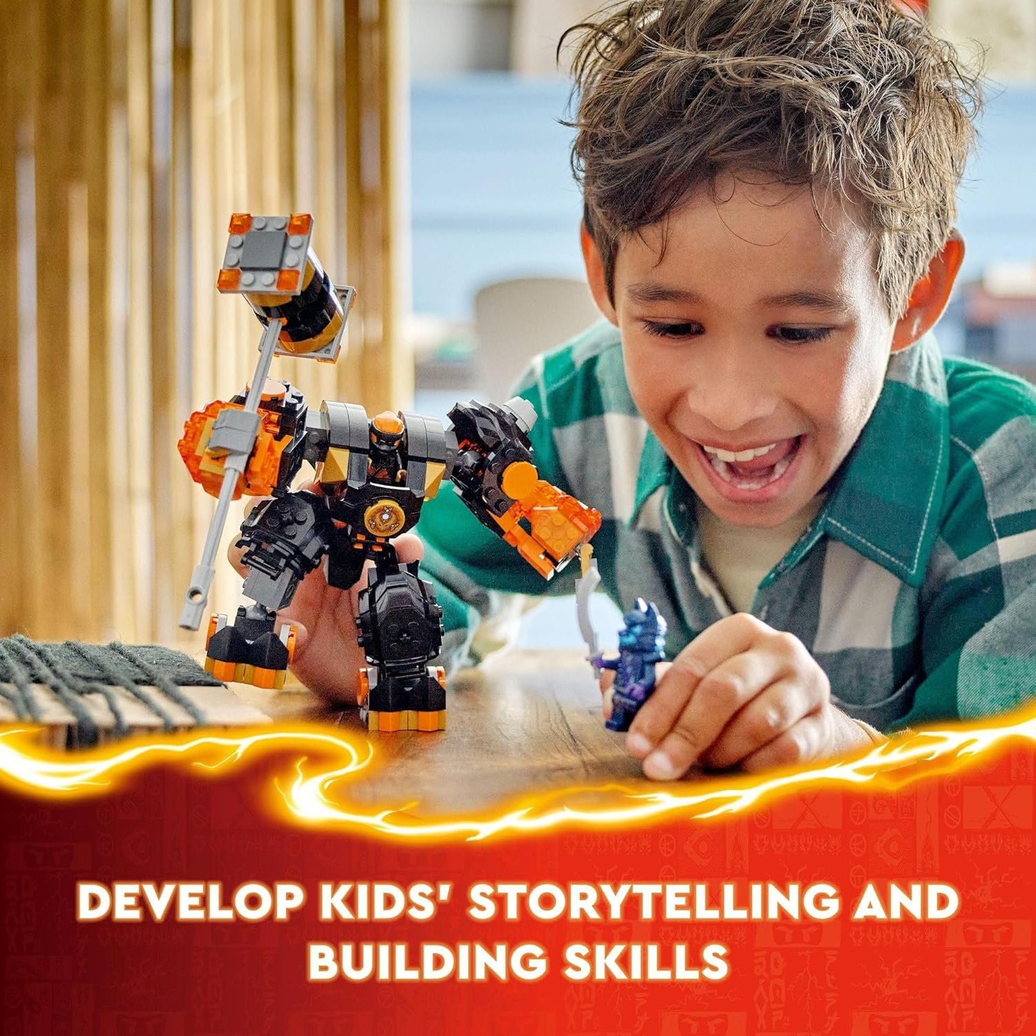 LEGO NINJAGO Cole&rsquo;S Elemental Earth Mech Set, Collectible Ninja Toy for 7 plus Year Old Boys and Girls, Action Figure with Cole Minifigure, Kids Toy Treat for Dragons Rising Fans 71806 image number 4