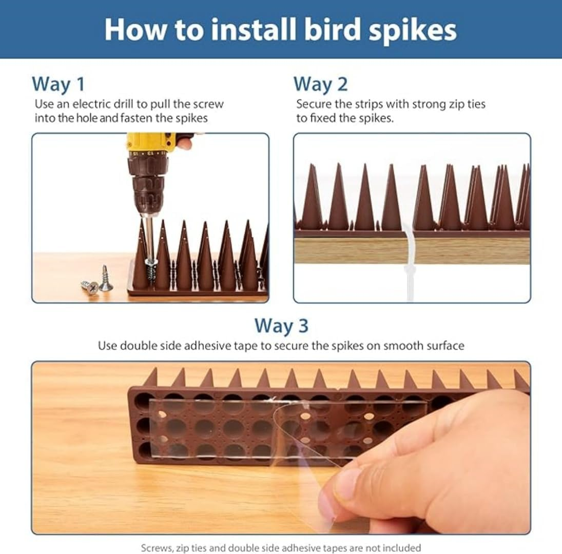 Animal Deterrent Spikes, 20 Pack, Brown, Outdoor Bird and Pest Control ﻿ image number 3