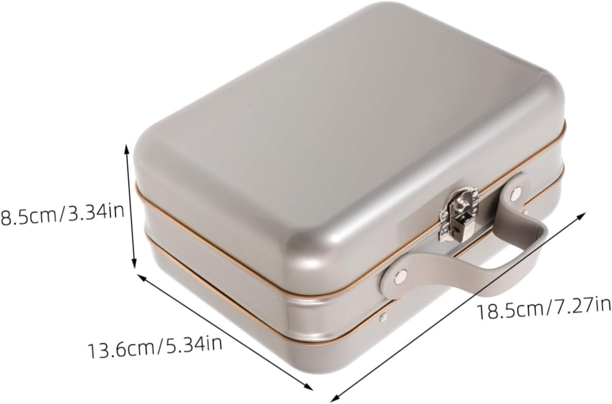 Tinplate Portable Case Craft Storage Box Handle Decorative Key Box for Desktop Organizer image number 3