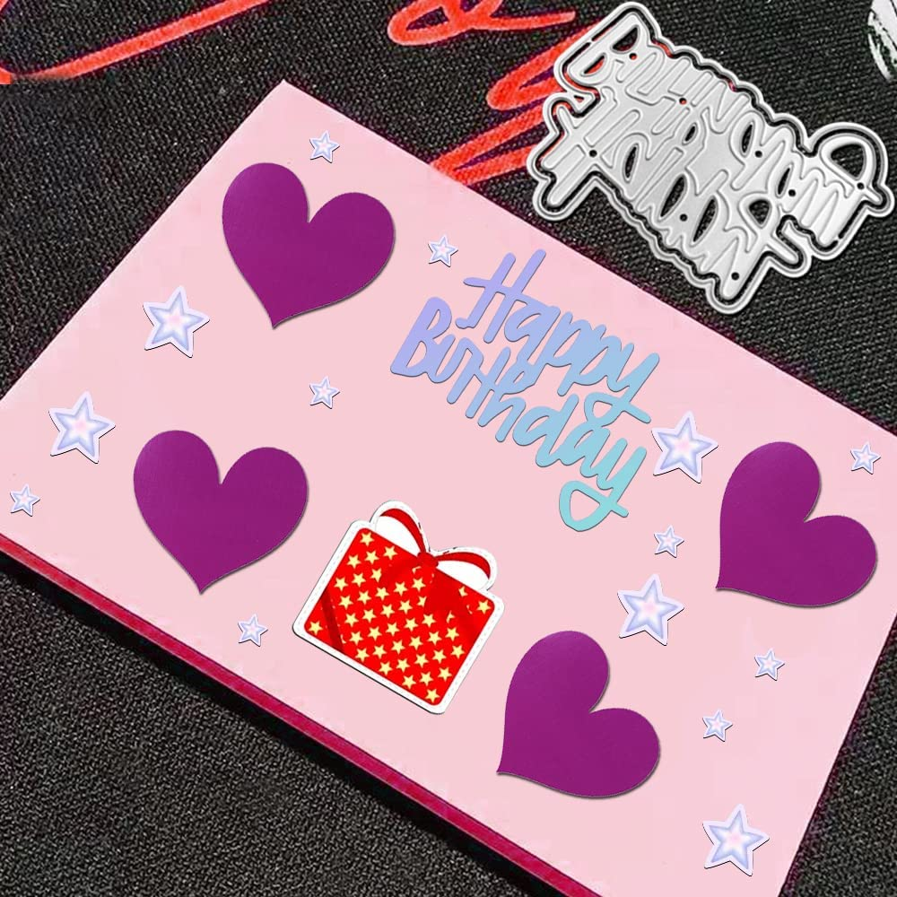 4 Set Die Cuts for Card Making, Finegood Happy Birthday Cutting Dies Card Making Supplies DIY Die Cutters Card Making Die Stencils for Scrapbooking image number 4