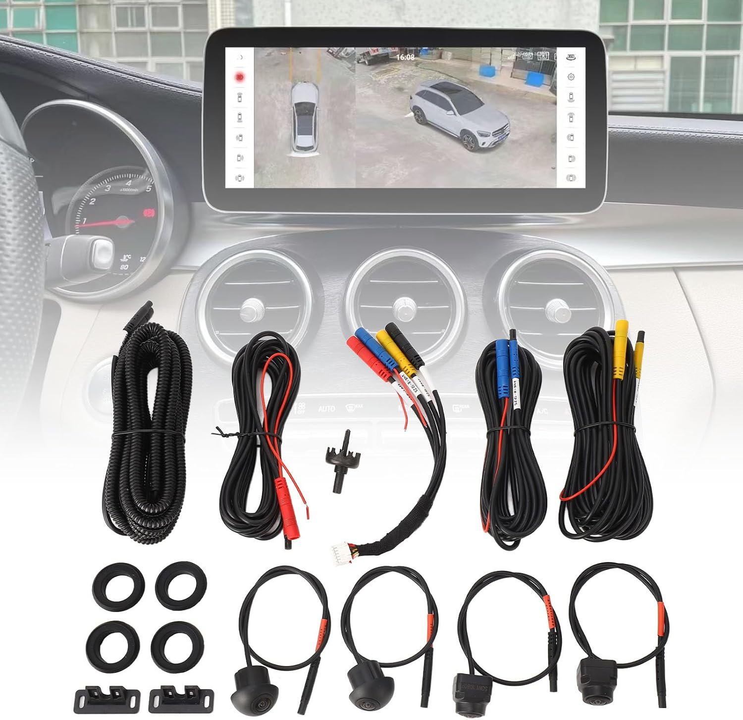 Generic 360 Car Camera 7 with Night Vision for Android Auto Radio, Panoramic Surround View (1080P) image number 6