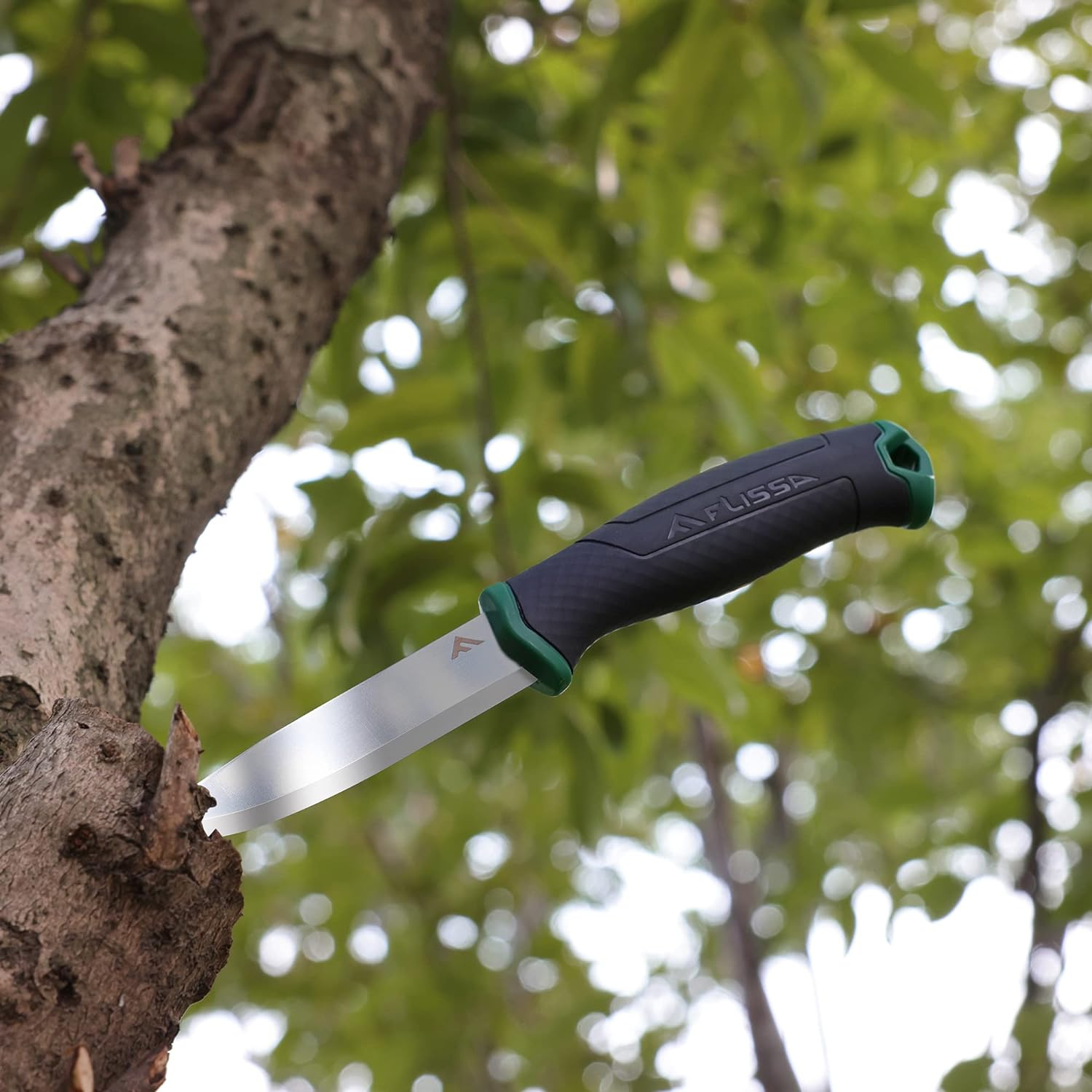 FLISSA Bushcraft Knife, Fixed Blade Knife with Nylon Sheath, Stainless Steel Blade, Ideal for Camping, Backpacking, Fishing, Hiking 4 Inch image number 1