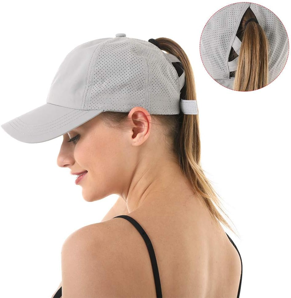 TOPTIE Criss Cross Ponytail Baseball Cap Mesh Quick-Dry Mesh Cooling Ponytail Hat for Women Outdoor Sports-Navy image number 4