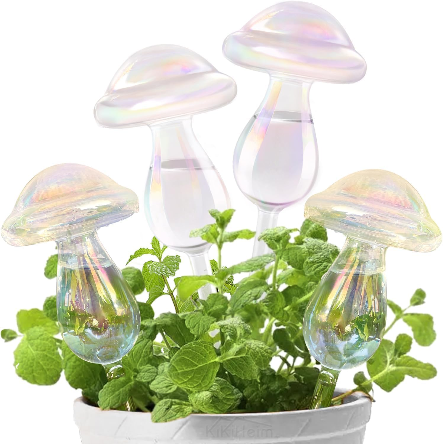 E-Feilai Hight-Class Texture Mushroom Plant Waterer for Gift, Automatic Irrigation Device for Vacations,Glass Watering Globe,Plant Self-Watering Spikes Stakes for Indoor Outdoor Plants (2, Colorful)