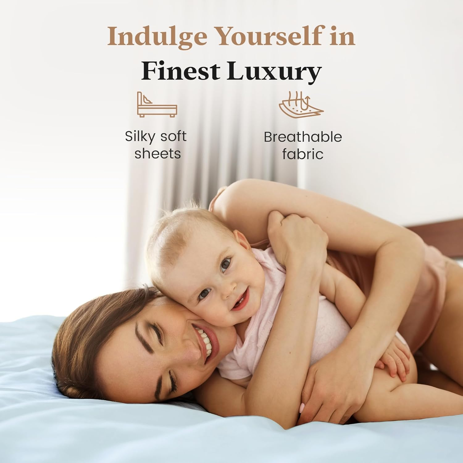 Good Sleep Bedding Queen Size Fitted Sheet Only - Soft & Breathable, Luxury 1000 Thread Count 16" Deep Pocket Queen Fitted Sheet, 100% Egyptian Cotton Fitted Sheet Queen - Light Blue Fitted Sheets image number 2