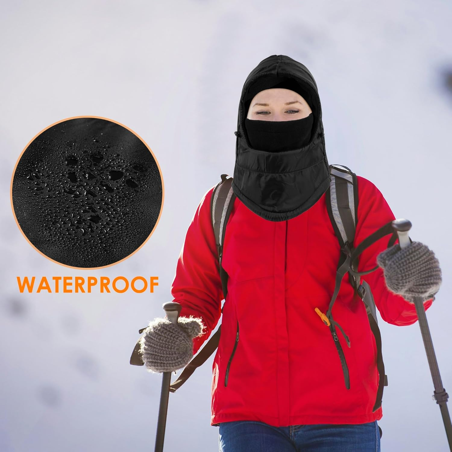 ZANZER Balaclava Ski Mask Fleece Lining Windproof Warm Adjustable Thermal Winter Cold Weather Face Mask for Men Women Black image number 6