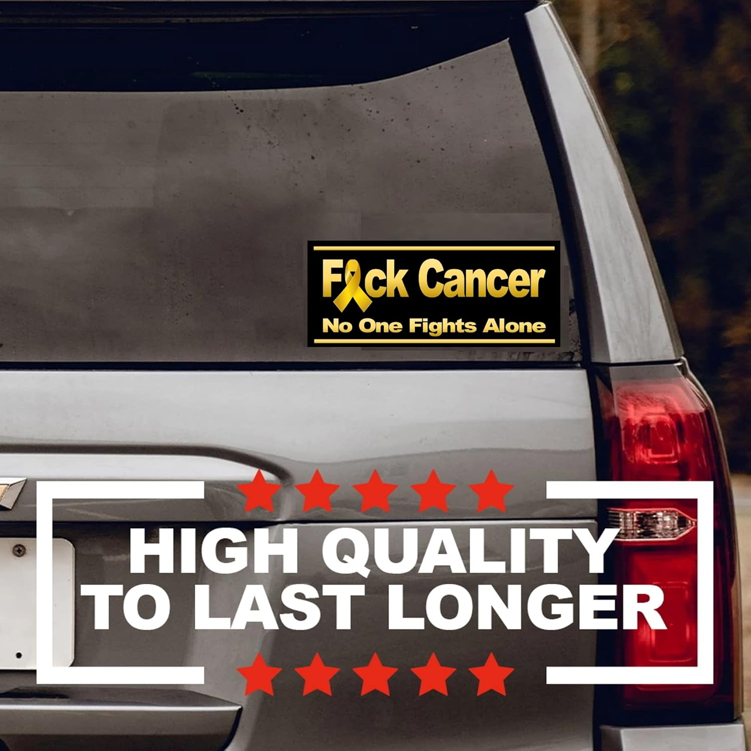 ACTIONX F Cancer (5 Pack) 7" X 3" Pediatric Cancer Stickers for Car, Truck, Laptop Window - Humorous, Bold Typography, Vinyl, Outdoor, Rectangular, Single Use, Letter Print, Powder Coated image number 6