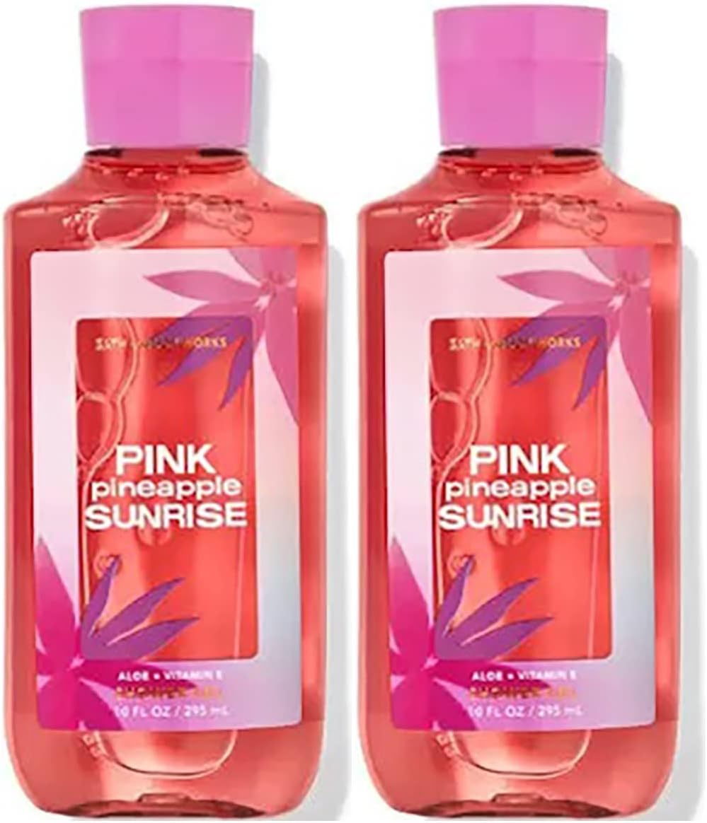 Bath and Body Works Pink Pineapple Sunrise Shower Gel Gift Sets for Women 10 Oz 2 Pack (Pink Pineapple Sunrise)