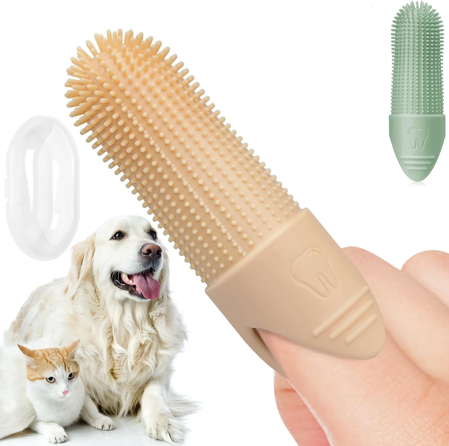 4 Pack Dog Toothbrush, 360&deg; Cleaning Finger Brush for Dogs Teeth, Food Grade Silicone Pet Toothbrush Fits Most Fingers, Puppy Toothbrush for Dogs & Cats Dental Care