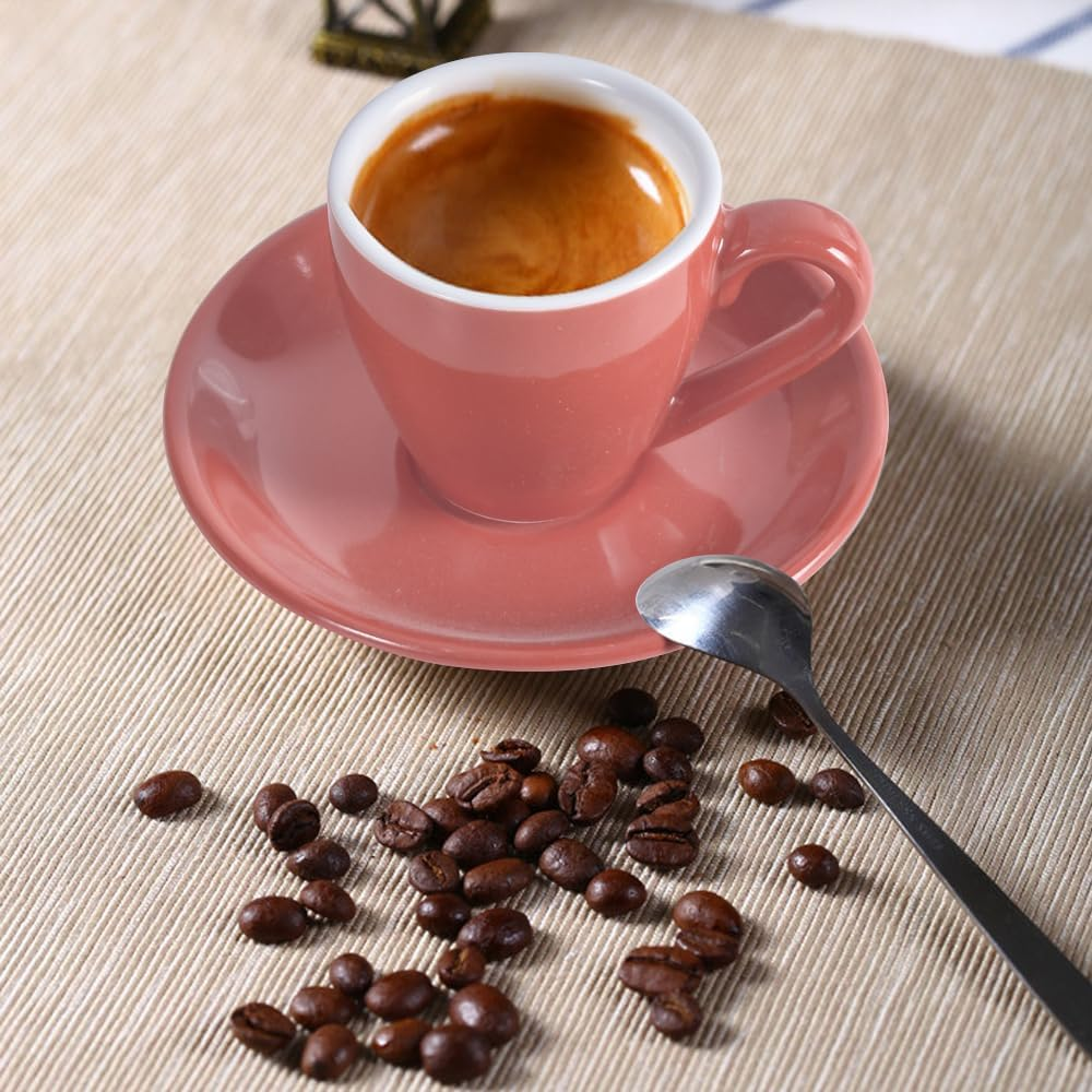 Ionegg Porcelain Espresso Cup with Saucer, Espresso Shot Cup, 80Ml/2.7Oz, Pink image number 6