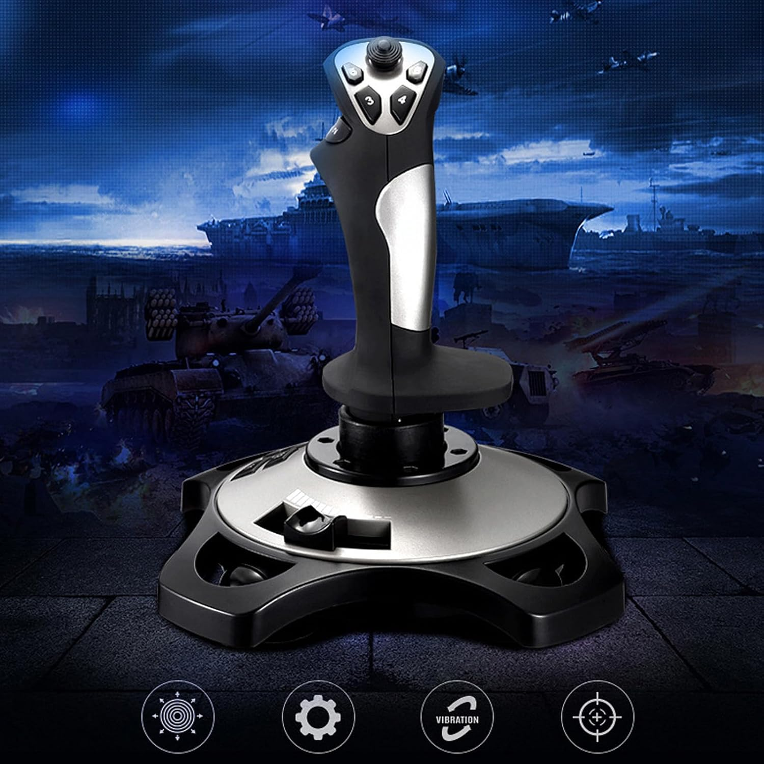 PC Flight Joystick Control, USB Wired Flight Stick with Vibration Function and Throttle Control, Universal Simulation Controller Joystick for Pc/Computer/Laptop, 7/8/10/11 image number 2