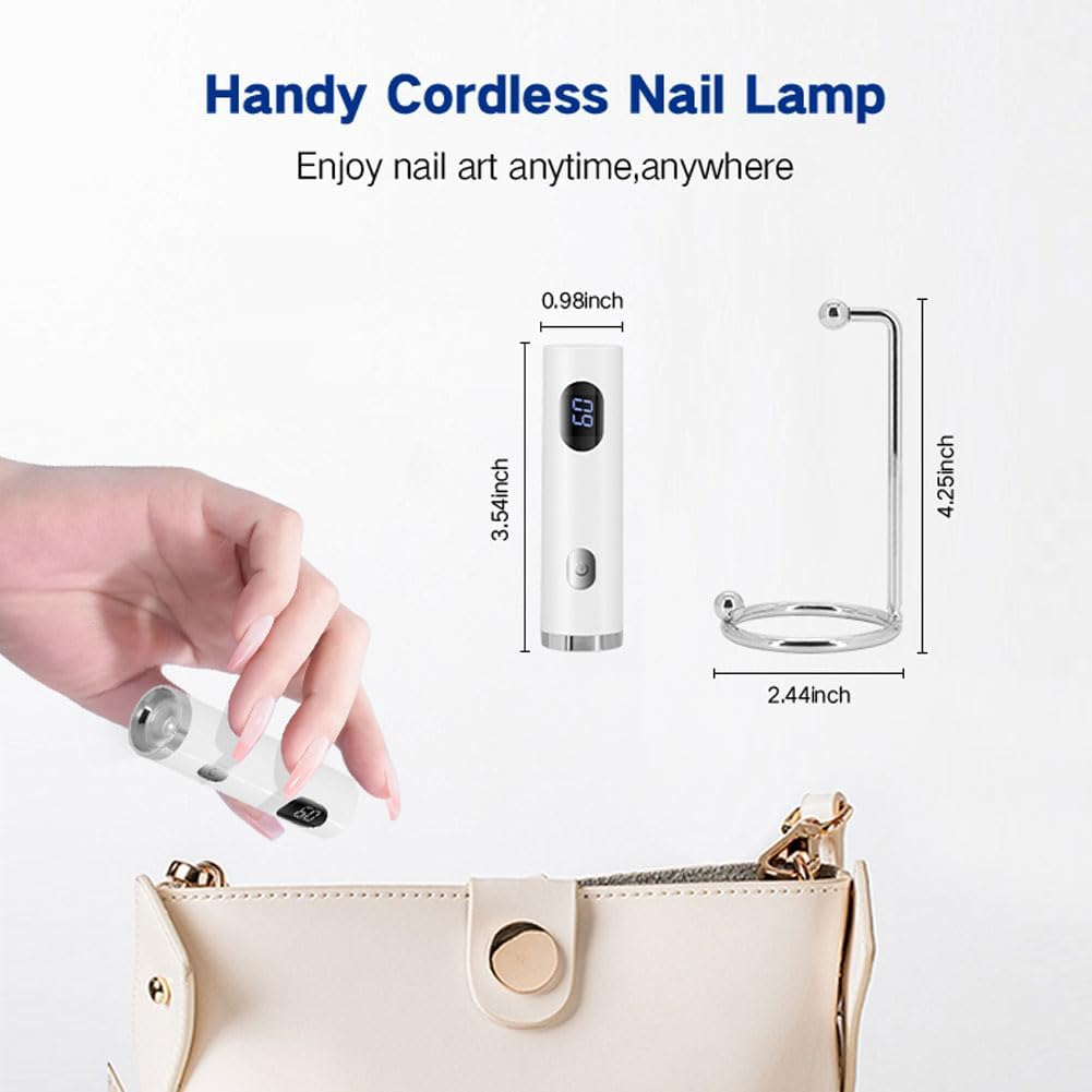 Wenxintek UV Nail Lamp,2 in 1 Desktop & Handheld UV Light for Gel Nails,Mini LED Nails Dryer Flash Cure Lamp for Acrylic Nail Extension Gel Tips Home Salon,Magnetic Stand,Usb Cable image number 6