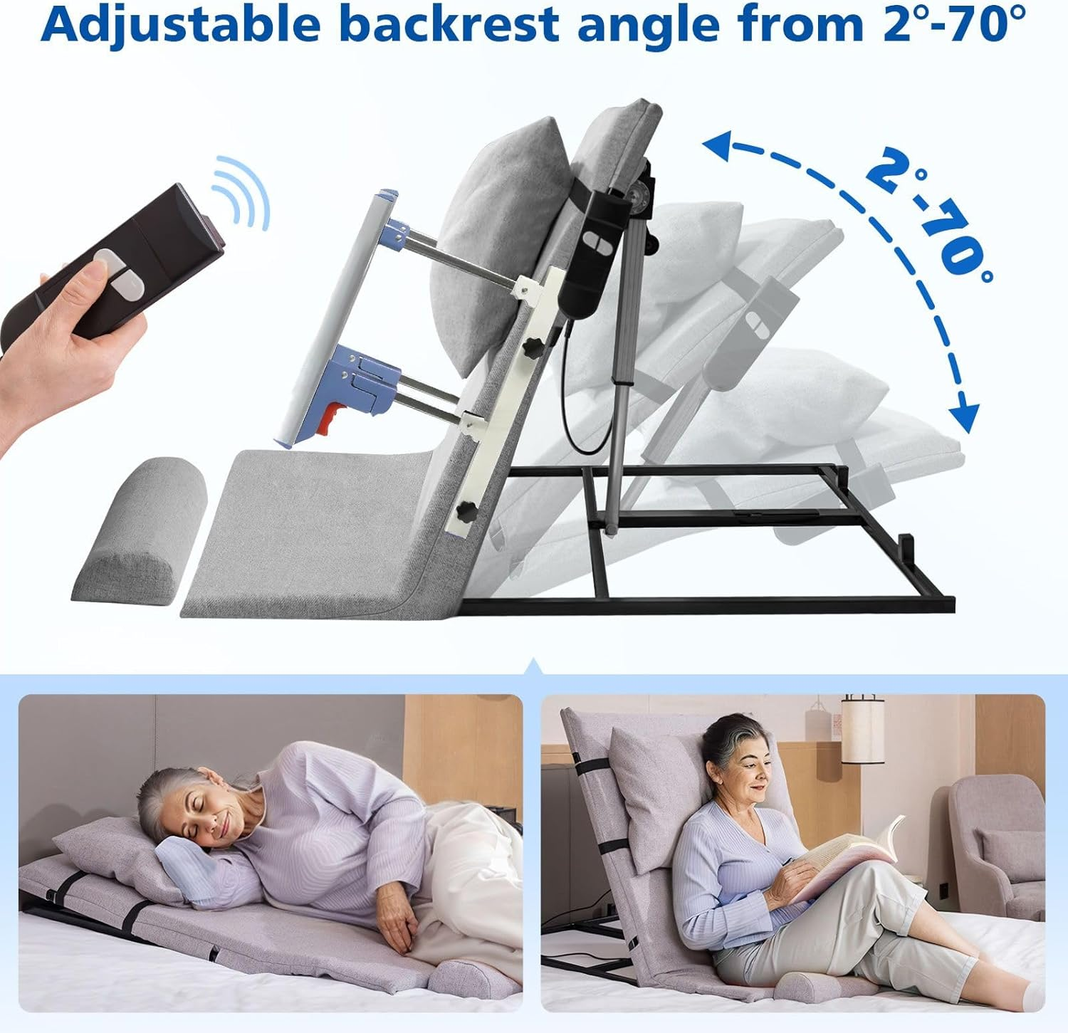 Electric Lift Backrest Bed Power Lifting Bed Backrest Sitting Backrest Bed Support Medical Pillow Lift Electric Auxiliary Backrest for Pregnant Women Elderly Patients Senior Disability image number 5