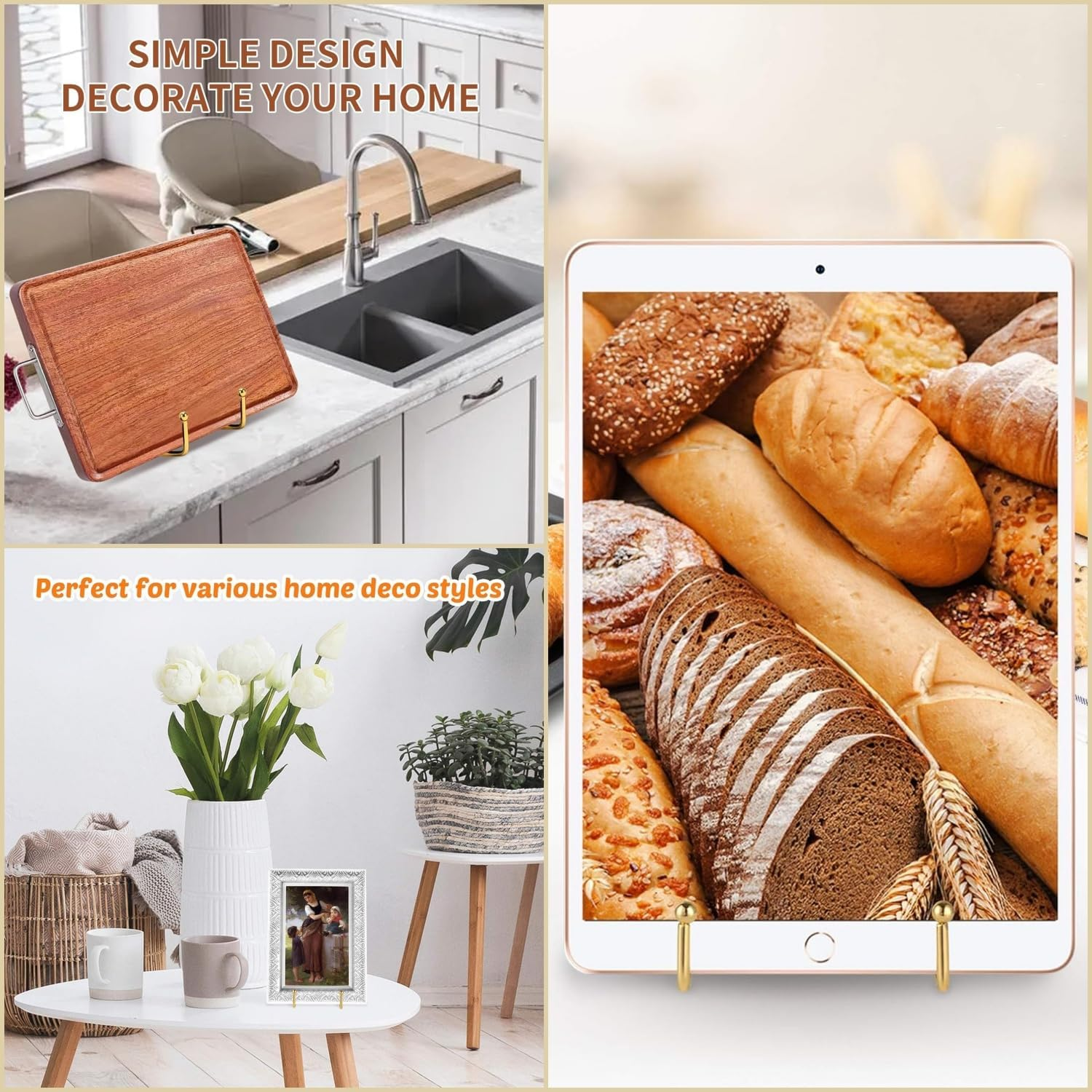 Display Stand, 4 Pcs Metal Plate Stands for Display, Easel Plate Holder Stands, Plate Holder Display Stand, Metal Frame Holder Stand, Tabletop Picture Frame Stand for Plate Dish Photo Book (S)