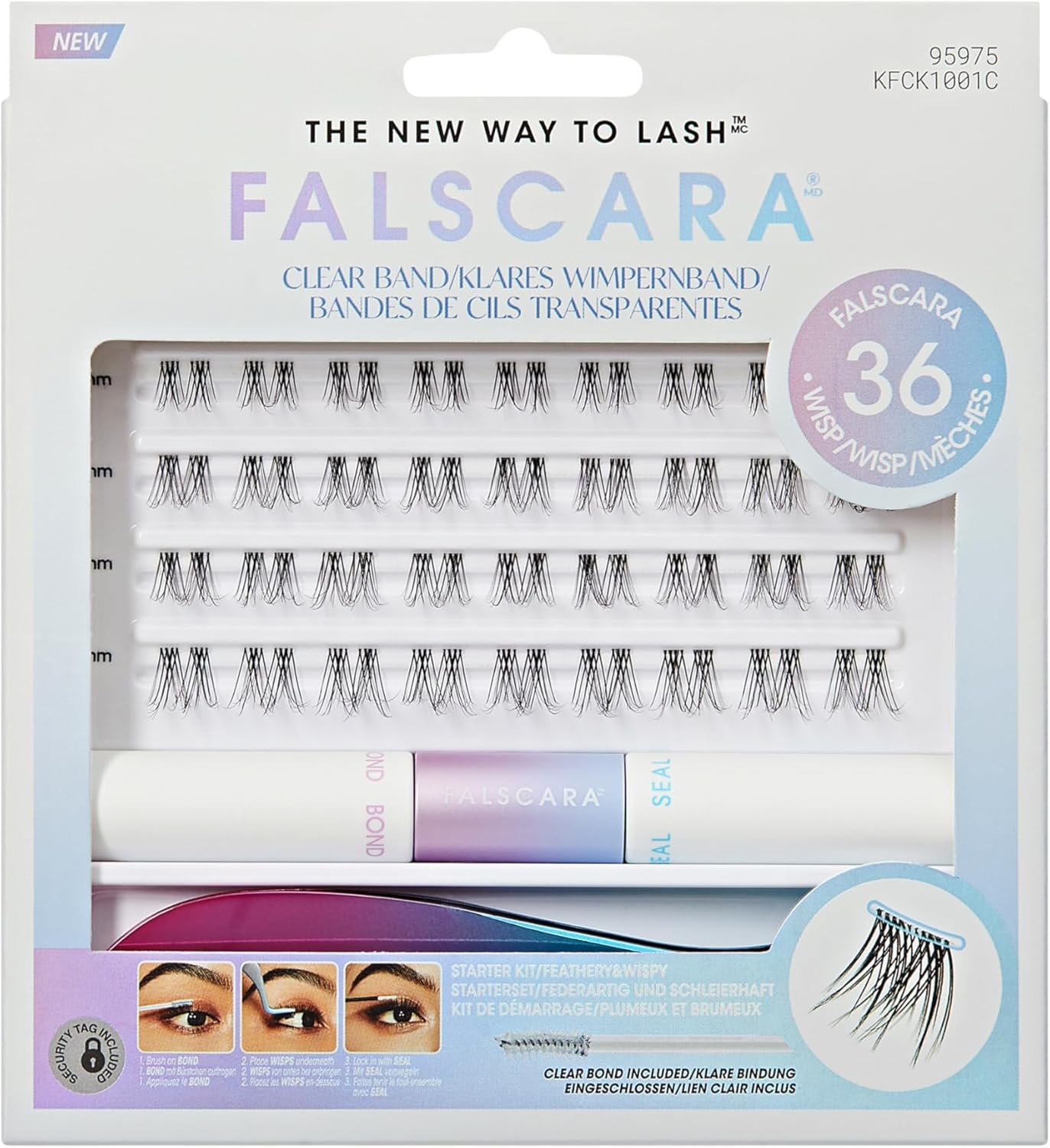 FALSCARA Eyelash Extension Set, Feather Light Volume Eyelashes with Invisible Clear Band, Bond & Seal, Applicator & 36 Eyelash Clusters image number 5