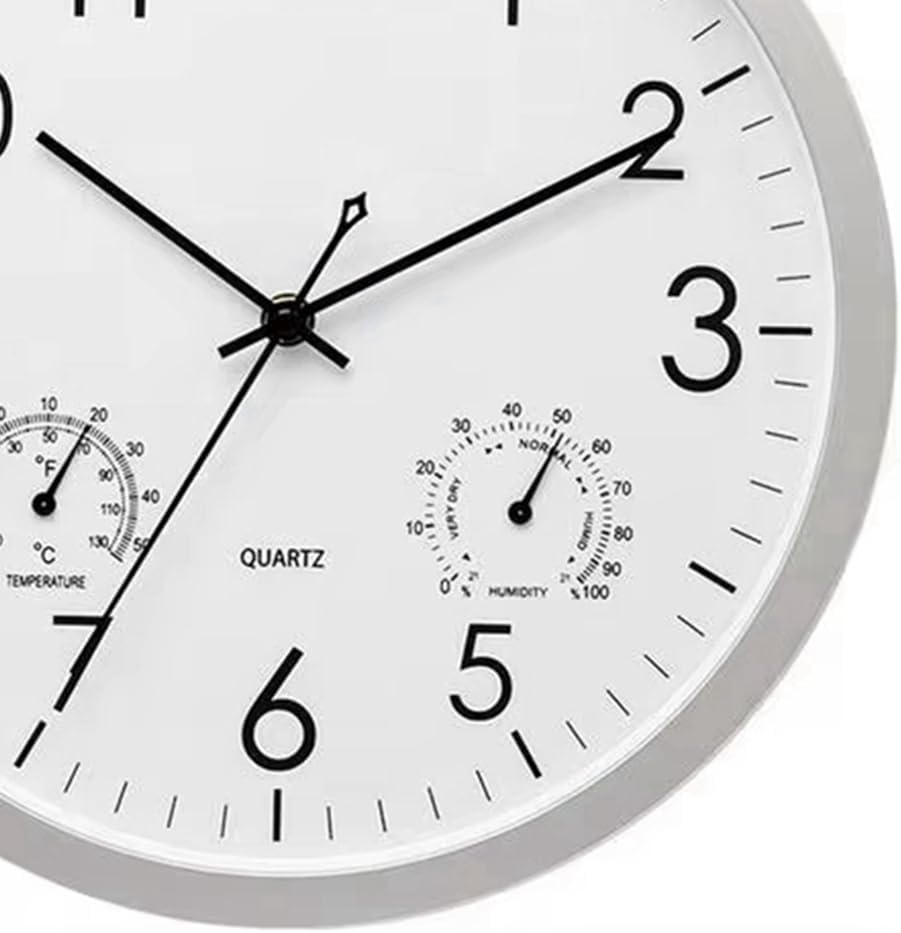 Veumoie Decorative round Outdoor Clock with Thermometer and Hygrometer Large Wall Clock Elegant Retro Silent Clock image number 3